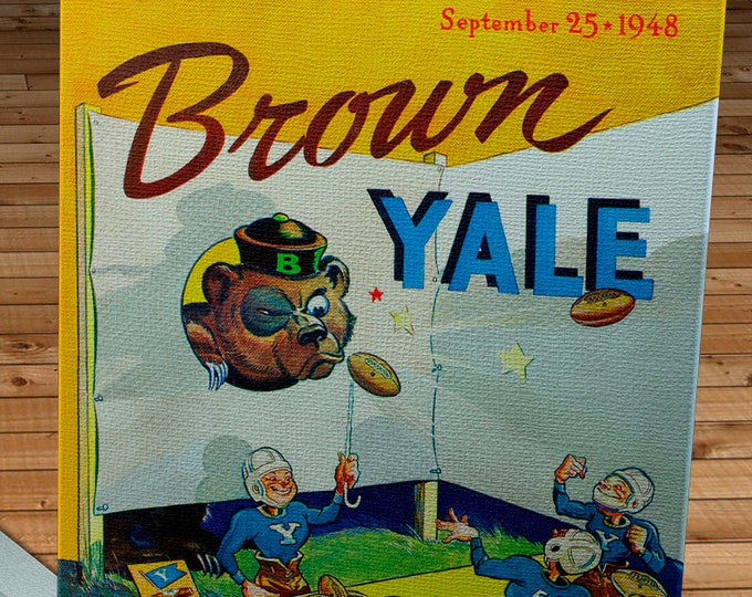 Featured listing image: 1948 Vintage Brown - Yale Football Program Cover - Canvas Gallery Wrap