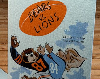 1957 Vintage Detroit Lions - Chicago Bears Football Program Cover - Canvas Gallery Wrap
