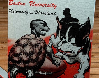 1949 Vintage Boston University Terriers - Maryland Terrapins Football Program Cover - Canvas Gallery Wrap