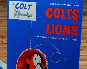 1958 Vintage Detroit Lions - Baltimore Colts - Football Program Cover - Canvas Gallery Wrap