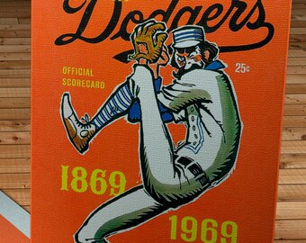 1969 Vintage Los Angeles Dodgers - Anniversary Scorecard - Canvas Gallery Wrap