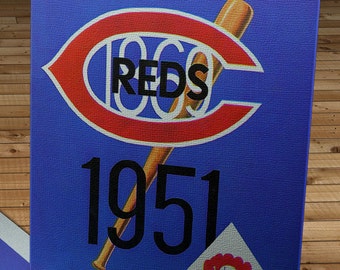 1951 Vintage Cincinnati Reds Baseball Yearbook - Canvas Gallery Wrap