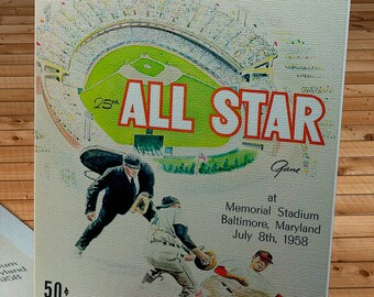 1958 Vintage Baseball All-Star Game Program - Canvas Gallery Wrap