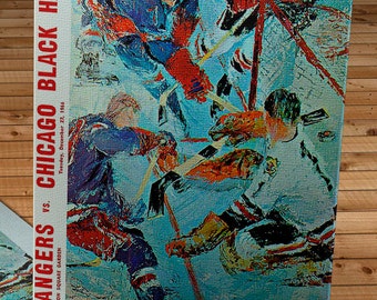 1966-1967 Vintage New York Rangers - Chicago Black Hawks Hockey Program - Canvas Gallery Wrap