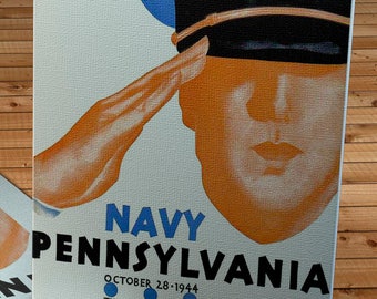 1944 Vintage Navy - Pennsylvania Football Program - Canvas Gallery Wrap