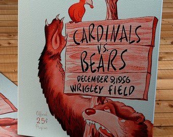 1956 Vintage Chicago Bears - Chicago Cardinals Football Program - Canvas Gallery Wrap