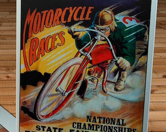 1926 Vintage Motorcycle Racing Program - National Championship -  Canvas Gallery Wrap