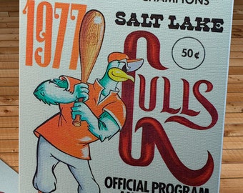 1977 Vintage Salt Lake City Gulls Baseball Program Cover - Canvas Gallery Wrap