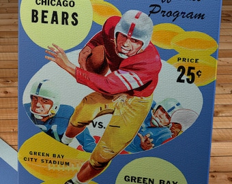 1959 Vintage Chicago Bears -  Green Bay Packers Football Program Cover - Canvas Gallery Wrap