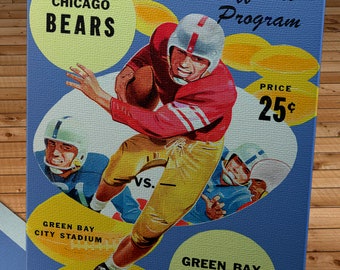 1959 Vintage Chicago Bears -  Green Bay Packers Football Program Cover - Canvas Gallery Wrap