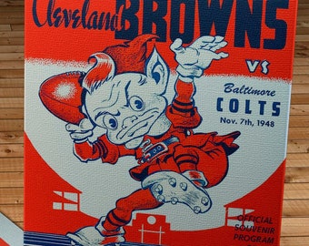 1948 Vintage Baltimore Colts - Cleveland Browns - Football Program Cover - Canvas Gallery Wrap