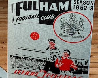 1953 Vintage Fulham Football Club - Swansea Town English Football Program Cover - Canvas Gallery Wrap