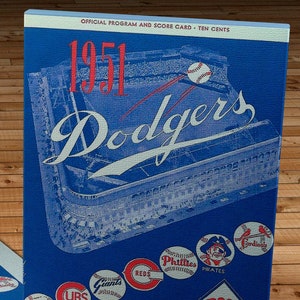 1951 Vintage Brooklyn Dodgers Baseball Program Cover  - Canvas Gallery Wrap