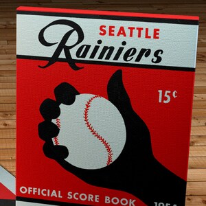 1954 Vintage Seattle Rainiers Baseball Scorebook Cover - Canvas Gallery Wrap