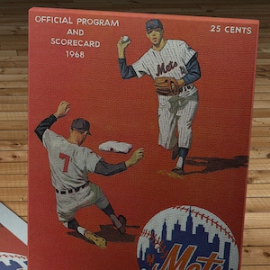 1968 Vintage New York Mets Baseball Scorecard - Canvas Gallery Wrap