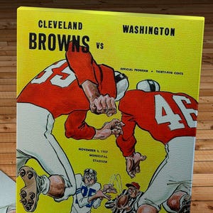 1957 Vintage Cleveland Browns - Washington Football Program - Canvas Gallery Wrap