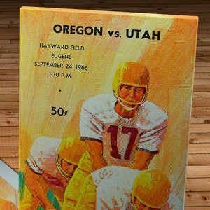 1966 Vintage University of Utah - University of Oregon Ducks Football Program - Canvas Gallery Wrap