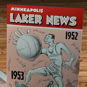 1952-1953 Vintage Minneapolis Lakers Basketball Programm Cover - Leinwand Gallerieverpackung