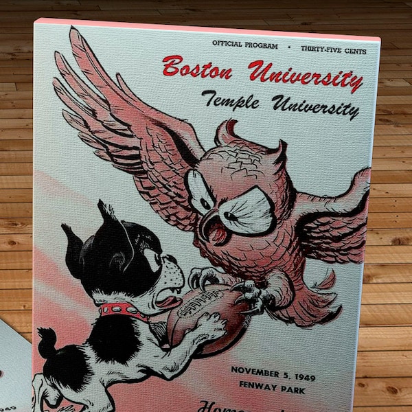1949 Vintage Boston University Terriers -Temple University Owls Football Program - Canvas Gallery Wrap