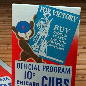 1942 Vintage Chicago Cubs Baseball Program - For Victory - Canvas Gallery Wrap