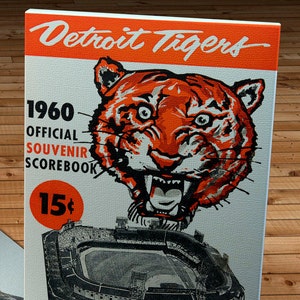 1960 Vintage Detroit Tigers - Tiger Stadium Program   - Canvas Gallery Wrap