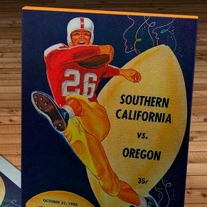 1953 Vintage USC Trojans - University of Oregon Ducks Football Program - Canvas Gallery Wrap