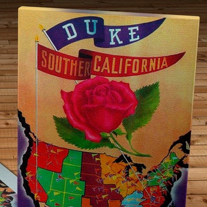 1939 Vintage Rose  Bowl - Duke Blue Devils - Southern California Trojans Football Program - Canvas Gallery Wrap