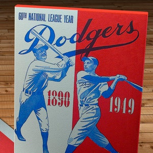 1949 Vintage Brooklyn Dodgers Diamond Anniversary Baseball Program Cover  - Canvas Gallery Wrap