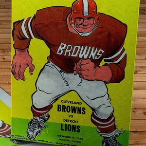 1958 Vintage Detroit Lions - Cleveland Browns Football Program Cover - Canvas Gallery Wrap