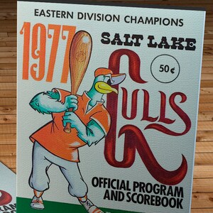 1977 Vintage Salt Lake City Gulls Baseball Program Cover - Canvas Gallery Wrap
