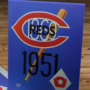 1951 Vintage Cincinnati Reds Baseball Yearbook Canvas Gallery Wrap image 1