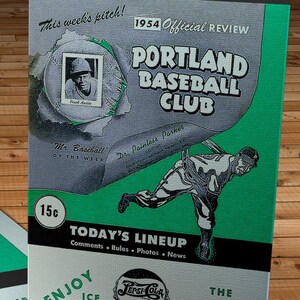 1954 Vintage Portland Beavers - Pacific Coast League Baseball Program Cover - Canvas Gallery Wrap
