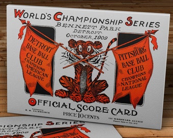 1909 Vintage Detroit Tigers - Pittsburgh Pirates World Series Score Card  - Canvas Gallery Wrap