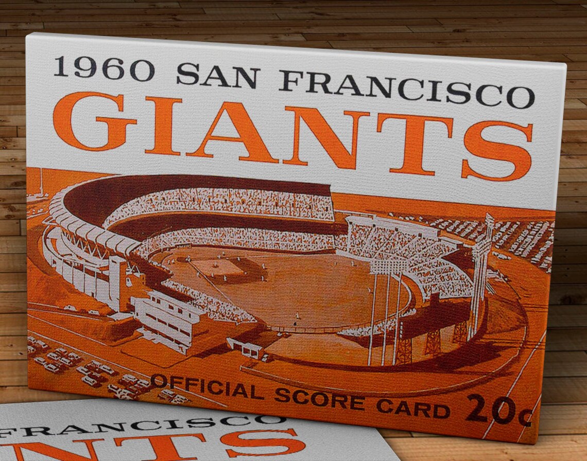 1960 Vintage San Francisco Giants Score Card Candlestick Park Canvas