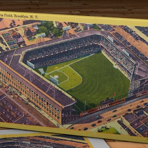 1955 Vintage Brooklyn Dodgers Ebbets Field Postkarte - Leinwand Galerieverpackung