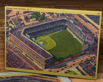 1955 Vintage Brooklyn Dodgers Ebbets Field Postcard - Canvas Gallery Wrap