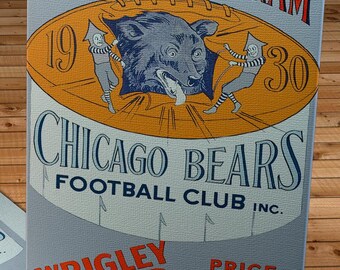 1930 Vintage Chicago Bears Football Program - Wrigley Field - Canvas Gallery Wrap
