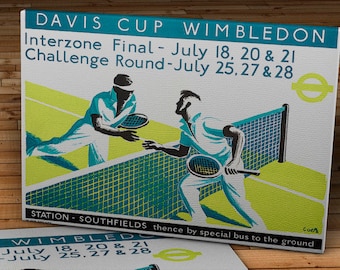 1936 Vintage Wimbledon Tennis Poster - Canvas Gallery Wrap