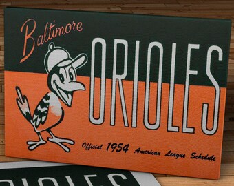 1954 Vintage Baltimore Orioles Schedule - Canvas Gallery Wrap