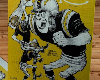 1964 Vintage Oakland Raiders - San Diego Chargers Football Program Cover - 11/01/1964 - Canvas Gallery Wrap