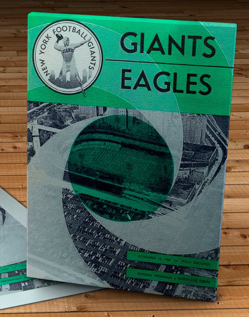 12 x 16 #FB043 Canvas Gallery Wrap Philadelphia Eagles Football Program 1954 Vintage New York Giants