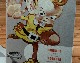1946 Vintage Chicago Rockets - Cleveland Browns Football Program Cover - Canvas Gallery Wrap