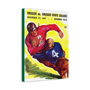 1947 Vintage Oregon State College- University of Oregon Ducks Football Program Cover - Canvas Gallery Wrap