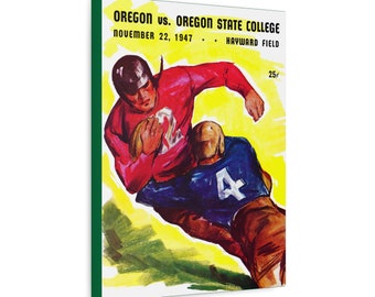 1947 Vintage Oregon State College- University of Oregon Ducks Football Program Cover - Canvas Gallery Wrap