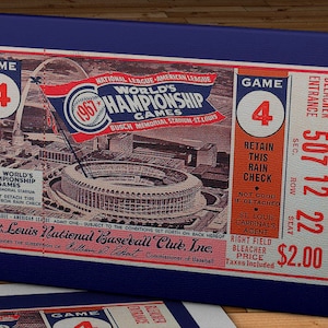 1967 Vintage St. Louis Cardinals World Series Ticket - Leinwand Galerieverpackung