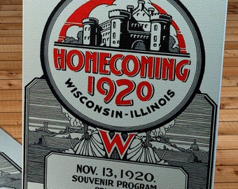 1920 Vintage Wisconsin Badgers - Illinois Fighting Illini Football Program Cover - Canvas Gallery Wrap