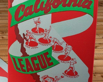 1949 Vintage California League Baseball Program Cover - Canvas Gallery Wrap