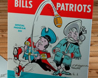 1963 Vintage Buffalo Bills - Boston Patriots Football Program Cover - Canvas Gallery Wrap