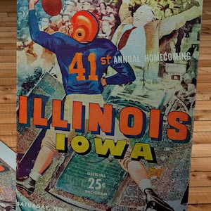 1951 Vintage Iowa Hawkeyes - Illinois Illini Football Program Cover - Canvas Gallery Wrap