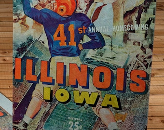 1951 Vintage Iowa Hawkeyes - Illinois Illini Football Program Cover - Canvas Gallery Wrap